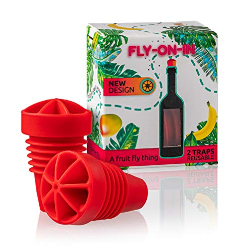 FLY-ON-IN Fruit Fly Trap - Reusable, Non-Toxic, Indoor/Outdoor Catcher (Pack of 2)