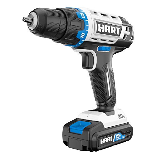 Hart HPDD50B 20-Volt Cordless 3/8-inch Drill/Driver Kit, 1.5Ah Lithium-Ion Battery