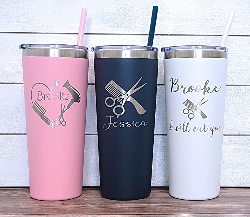 Personalized Hairdresser Laser Engraved 22 oz Tumbler with Straw, Hairdresser, Barber, Beauty Salon, Gift, Hair Salon, Hair Stylists