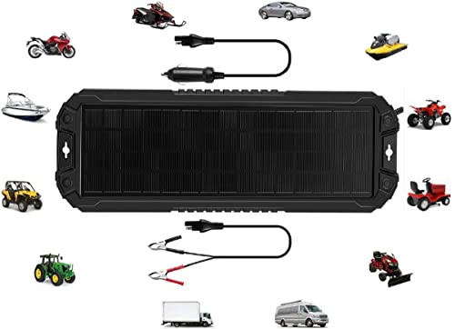 Sunway Solar Panel Car Battery Trickle Charger & Maintainer 5W 12V Solar Power Charger kit Portable Waterproof for Automotive RV Marine Boat Truck Motorcycle Trailer Tractor Powersports Snowmobiles