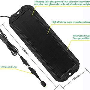 Sunway Solar Panel Car Battery Trickle Charger & Maintainer 5W 12V Solar Power Charger kit Portable Waterproof for Automotive RV Marine Boat Truck Motorcycle Trailer Tractor Powersports Snowmobiles