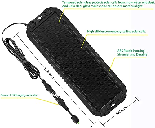Sunway Solar Panel Car Battery Trickle Charger & Maintainer 5W 12V Solar Power Charger kit Portable Waterproof for Automotive RV Marine Boat Truck Motorcycle Trailer Tractor Powersports Snowmobiles