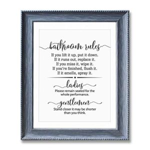 Bathroom Rules Sign, Bathroom Wall Decor, Funny Bathroom Sign, Flush the Toilet, Toilet Sign, Guest Bathroom Sign, Please Remain Seated, 8 x 10 Inches Unframed