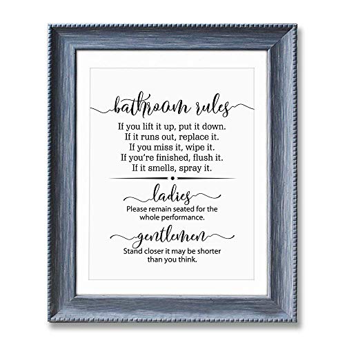 Bathroom Rules Sign, Bathroom Wall Decor, Funny Bathroom Sign, Flush the Toilet, Toilet Sign, Guest Bathroom Sign, Please Remain Seated, 8 x 10 Inches Unframed