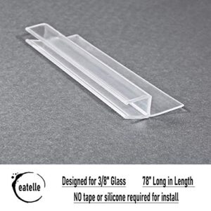 eatelle Frameless Shower Door Side Seal Strip for 3/8 Inch (10mm) Glass, Vertical Polycarbonate H-Jamb 180 Degree 78" Long