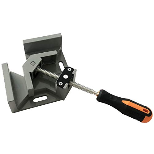 C CASIMR 90 Degree Corner Clamp, Single Handle Loaded Right Angle Clamp, Adjustable Swing Jaw Woodworking Welding Clip Clamp Tool (Silver Gray)