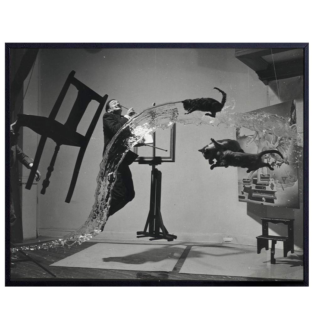 Salvador Dali with Cats Vintage Photo - Surreal 8x10 Wall Art Print, Avant Garde Home Decor - Funny Gift for Artist, Painter - Unframed Photograph Picture Poster