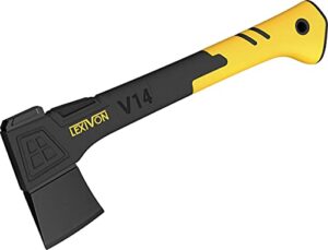 lexivon v14 camping hatchet, 14-inch axe | ergonomic tpr grip, lightweight fiber-glass composite handle | protective carrying sheath included (lx-v14)