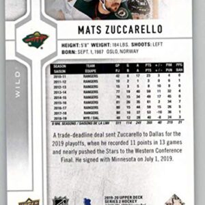 2019-20 Upper Deck Hockey #374 Mats Zuccarello Minnesota Wild Official Series Two Trading Card From UD