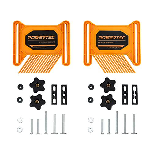 POWERTEC 71393 Dual Universal Featherboards for Multi-Functional Woodworking w/Flex and Miter Lock System – 2 Pack (Double Stack Edition)