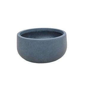 kante 15.7" dia round concrete planter, outdoor indoor garden plant pots with drainage hole and rubber plug, modern curvaceous design, charcoal