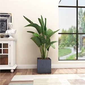 Kante 12" Square Concrete Planters for Outdoor Outdoor Patio Garden, Lightweight Modern Planter Pots Charcoal