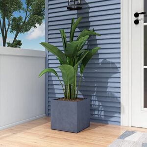 Kante 12" Square Concrete Planters for Outdoor Outdoor Patio Garden, Lightweight Modern Planter Pots Charcoal