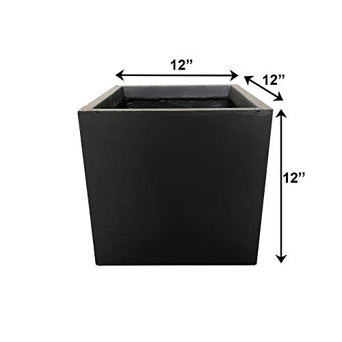 Kante 12" Square Concrete Planters for Outdoor Outdoor Patio Garden, Lightweight Modern Planter Pots Charcoal