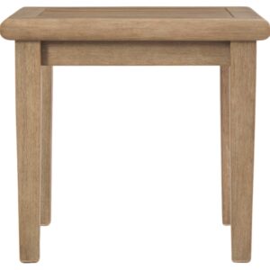 Signature Design by Ashley Gerianne Outdoor Eucalyptus Wood Square End Table, Beige