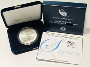 2020 silver eagle 2020 silver bullion coin 1 oz silver in mint box $1 brilliant uncirculated bu