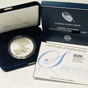 2020 Silver Eagle 2020 Silver Bullion Coin 1 OZ Silver In Mint Box $1 Brilliant Uncirculated BU