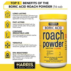 Harris Boric Acid Roach Killer Powder with Lure, 16oz