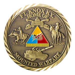 united states army usa fort knox kentucky home of mounted warfare army values challenge coin