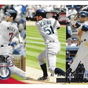 2010 Topps #8 Joe Mauer/Ichiro Suzuki/Derek Jeter Minnesota Twins/Seattle Mariners/New York Yankees MLB Baseball Card NM-MT