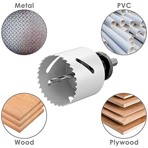 Ryker Hole Saw Kit with Arbors and Replacement Drill Bits, Heavy Duty Steel Construction for Boring Wood, Aluminum, Metal, or PVC, Plumbing and DIY Carpentry (Bi Metal - Metal Hole Saw Kit)