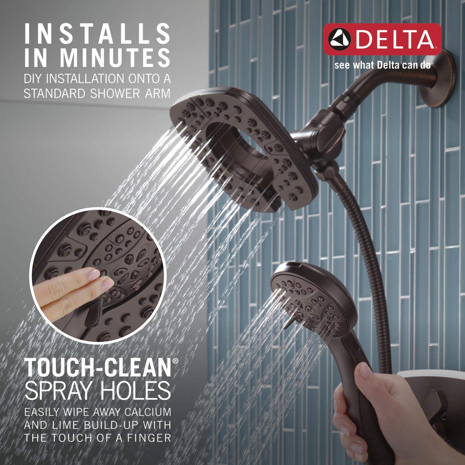 Delta Faucet-4-Spray In2ition Dual Shower Head with Handheld Spray, Oil Rubbed Bronze Shower Head with Hose, Showerheads & Handheld Showers, Handheld Shower Heads, Venetian Bronze 58498-RB