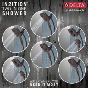 Delta Faucet-4-Spray In2ition Dual Shower Head with Handheld Spray, Oil Rubbed Bronze Shower Head with Hose, Showerheads & Handheld Showers, Handheld Shower Heads, Venetian Bronze 58498-RB