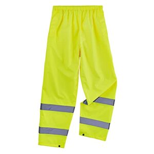 ergodyne standard class e lightweight hi-vis rain pants, lime, large