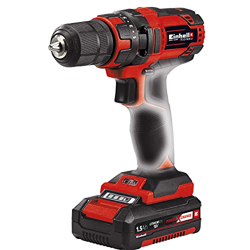 Einhell TE-CD Power X-Change 18-Volt Cordless 3/8-Inch Variable Speed Drill/Driver, w/ 310 In-Lbs Torque, 20+1 Torque Settings, 550-RPM MAX, LED Light