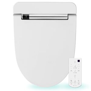 vovo vb-4000se electric smart bidet toilet seat with dryer, heated toilet seat, warm water, deodorization, led, full stainless-steel nozzle - white, elongated