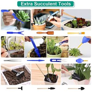 82 Pcs Garden Tools Set, Extra Succulent Tools Set, Heavy Duty Gardening Tools Aluminum with Soft Rubberized Non-Slip Handle Tools, Durable Storage Tote Bag, Gifts for Men (Blue)