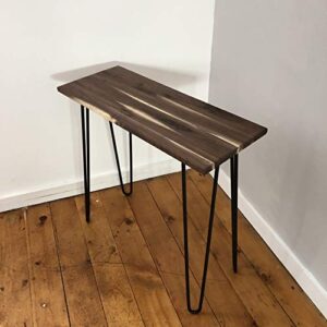 black walnut console table with hairpin legs
