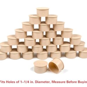 Pool Fence Hole Cover Deck Patio Ground Caps 1.25 Inch Fit Standard 1.25" Holes 1-1/4 inch Diameter (1-1/4 in. Pack of 30, Almond Beige)