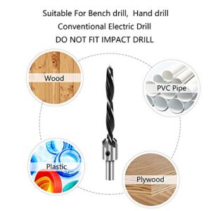 Werkzeug Countersink Drill Bits Set- 7Pcs Counter Sink Bit for Wood High Speed Steel, Woodworking Carpentry Reamer With 1 Free Hex Key Wrench