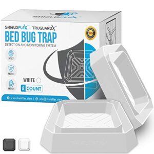bed bug trap — 8 pack | truguard x bed bug interceptors (white) | eco friendly bed bug traps for bed legs | reliable insect detector, interceptor, and monitor for pest control and treatment
