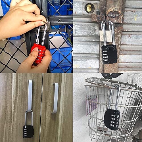 Combination Padlock Heavy Duty Lock - Fretrecy 6.5cm Long Shackle Lock 4 Digit Resettable Combination Lock for School, Gym, Outdoor Shed Locker, Hasp Cabinet, Gate - 2 Pack (Long Shackle)