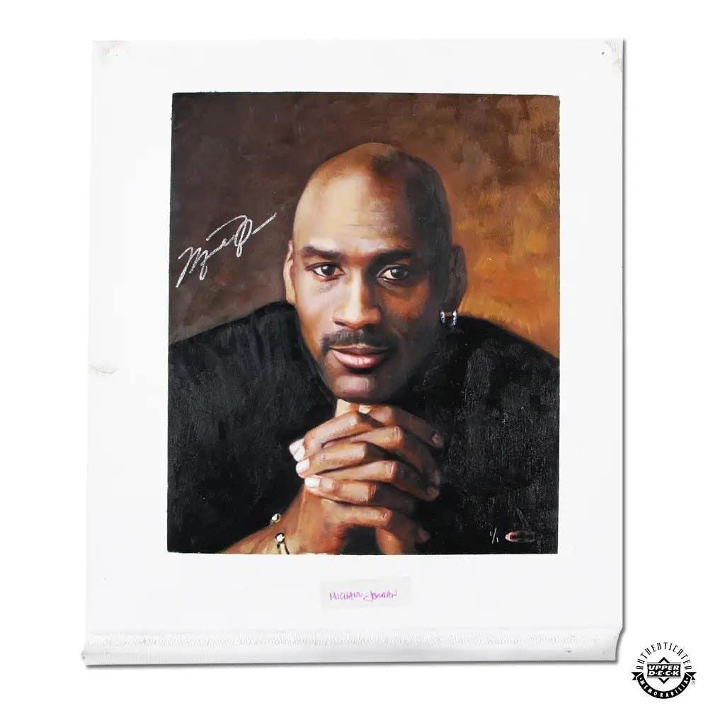 Michael Jordan Autographed Goodwin Portrait Original Card Art - Upper Deck - Autographed NBA Art