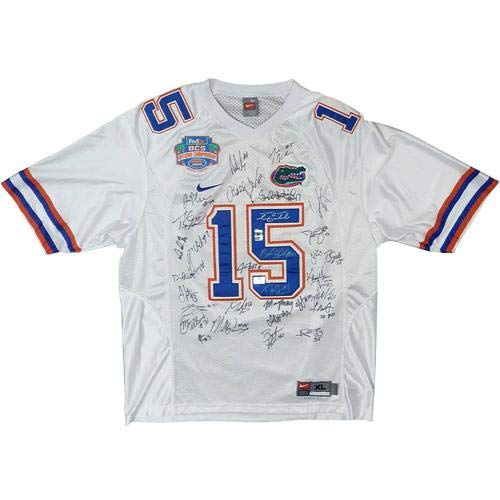 2008 Florida Gators National Champions Team Autographed (White #15 Nike) Jersey – 34 Signatures, Tim Tebow - Autographed College Jerseys