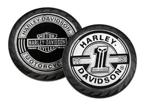 harley-davidson dark custom wheel challenge coin, 1.75in. silver & black 8008970