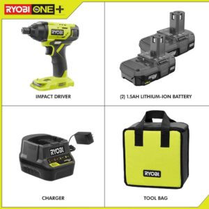 Ryobi P235AK 18-Volt ONE+ Lithium-Ion Cordless 1/4 in. Impact Driver Kit with (2) 1.5 Ah Batteries, Charger, and Bag