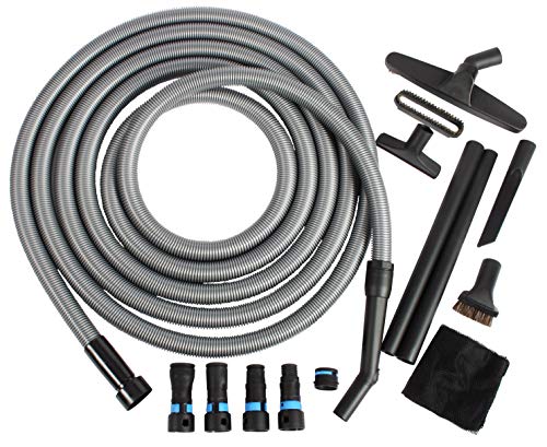 Cen-Tec Systems 95292 Home and Shop Vacuum Expanded Multi-Brand Power Tool Dust Collection Adapter Set and Full Attachment Kit, 30 Ft. Hose, Black