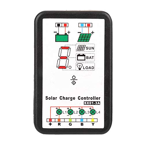 Qii lu Solar Charge Controller, 6V 12V PWM Solar Charge Controller Support for Lithium and Ni-Mh Batteries