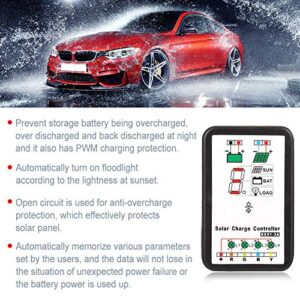 Qii lu Solar Charge Controller, 6V 12V PWM Solar Charge Controller Support for Lithium and Ni-Mh Batteries