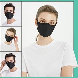 Yiiza Fashion Mouth Protection Unisex Washable and Reusable Cotton Warm Face Protection with Adjustable Bridge Design (3-Pack Black) (1)