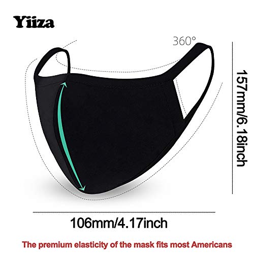 Yiiza Fashion Mouth Protection Unisex Washable and Reusable Cotton Warm Face Protection with Adjustable Bridge Design (3-Pack Black) (1)