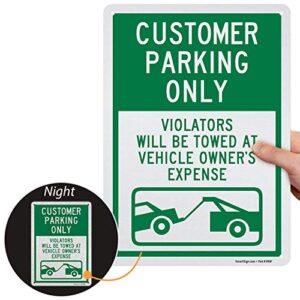 SmartSign “Customer Parking Only - Violators Will Be Towed At Vehicle Owner’s Expense” Sign | 10" x 14" Engineer Grade Reflective Aluminum