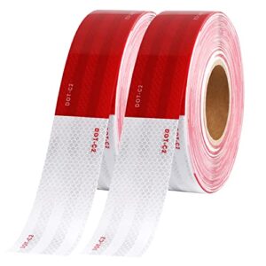 waenlir 2 inch x 200feet reflective safety tape dot-c2 waterproof red and white adhesive conspicuity tape for trailer, outdoor, cars, trucks