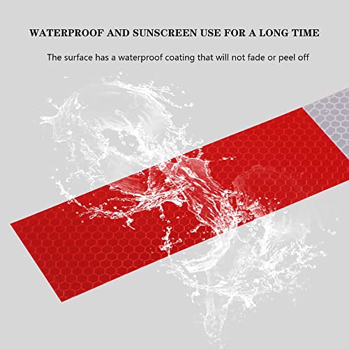 Reflective Tape 2" × 12" × 30 Pack Red/White Conspicuity Safety Caution Warning DOT-C2 Self-Adhesive Tape Trailer Reflector - for Cars, Trucks, Trailers, Boats, Signs