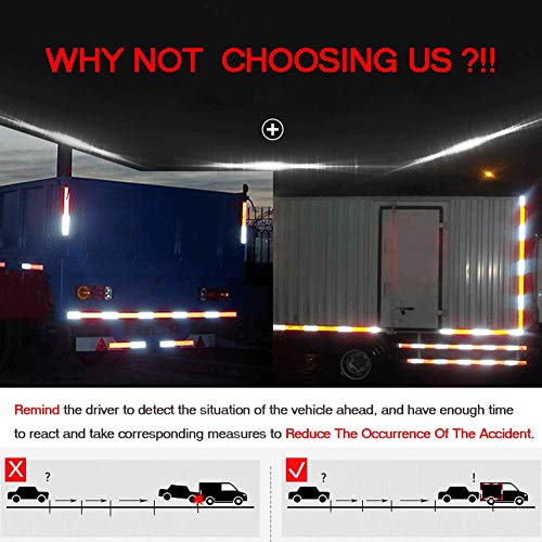 Reflective Tape 2" × 12" × 30 Pack Red/White Conspicuity Safety Caution Warning DOT-C2 Self-Adhesive Tape Trailer Reflector - for Cars, Trucks, Trailers, Boats, Signs