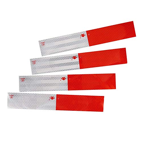 Reflective Tape 2" × 12" × 30 Pack Red/White Conspicuity Safety Caution Warning DOT-C2 Self-Adhesive Tape Trailer Reflector - for Cars, Trucks, Trailers, Boats, Signs